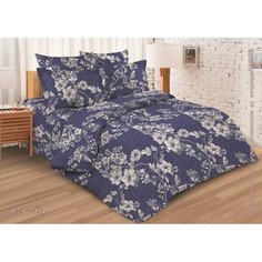 Пододеяльник 150х215 см бязь Цветущая лиана синий Ивановотекстиль