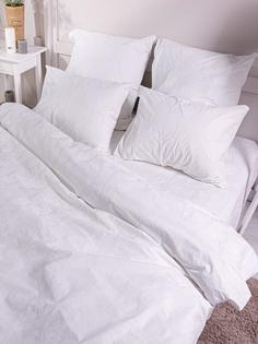 Простыня на резинке "Ночь Нежна" поплин-жаккард, Перья (белый);