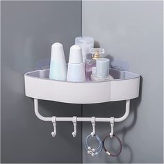 Полка угловая с крючками ST SM-XM006/WT белая/серая No Brand