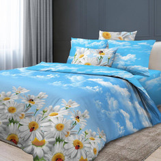 Простыня 90х200 на резинке бязь Воздушные ромашки (борт 20 см) Ивановотекстиль