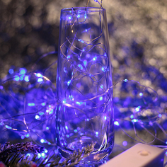 Новогодняя гирлянда светодиодная электрическая гибкая нить Baziator Роса H0146 10 м синяя