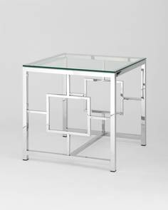Журнальный столик STOOL GROUP БРУКЛИН 55х55 Прозрачное стекло/Сталь серебро