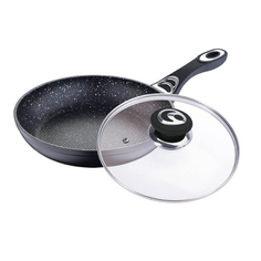 Сковорода с крышкой и антипригарным покрытием non-stick под мрамор 28 см, MC-6287. Mercury