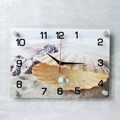 Часы настенные, серия: Море, "Ракушка с жемчужиной", 25х35 см, микс Рубин