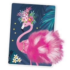 Детская аппликация Bondibon с перьями и стразами Фламинго
