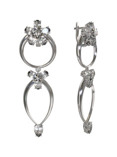 Серги-подвески из серебра с фианитом Арина 1032492-01110 Arina