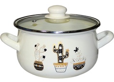 Кастрюля INTEROS 4015А Кактусы белые 5,1л Интерос