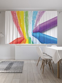 Шторы с фотопечатью JoyArty "Цветные восковые карандаши" из сатена, 290х180 см