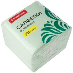 Салфетки бумажные OfficeClean, 1 слойн., 2424см, зеленые, 100шт.