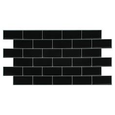 Панель ПВХ Блок чёрный, белый шов 966х484 Grace