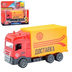 Спецтехника Технопарк металл Карго Грузовик 11 см, подвижные детали красный