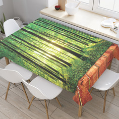 Скатерть прямоугольная JoyArty "Дорожка через высокие леса" из сатена, 120x145 см