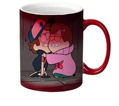 Кружка CoolPodarok Гравити фолз Мэбл и диппер Сундук Серый фон Gravity Falls Mabl&Dipper