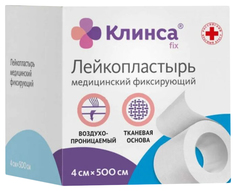Клинса Лейкопластырь фиксирующий на тканой основе 4 х 500 см белый