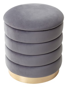 Пуф для гостиной М-CITY ФРЕД серый #27, велюр / золотой каркас