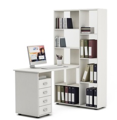 Компьютерный стол со стеллажом МФ Владимир Оксфорд-2 КСОК-2 корпус/фасад белое дерево