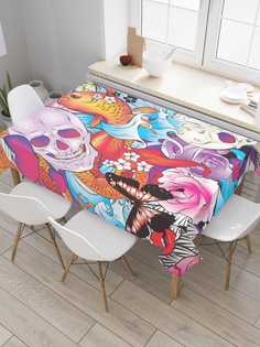Скатерть прямоугольная JoyArty "Коллаж с черепами" из сатена, 120x145 см