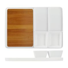 Блюдо для стейка/сыра с соусниками[2шт], бежевый, дерево, CZ920945W-plate, Prohotel