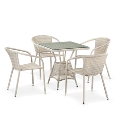 Комплект плетеной мебели из искусственного ротанга Afina T706/Y137C-W85 Latte 4Pcs