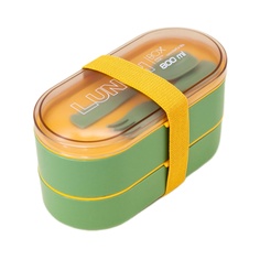 Ланчбокс "Matt", green (ложка+вилка) No Brand