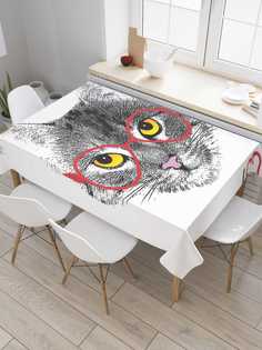 Скатерть прямоугольная JoyArty "Я люблю котов" из сатена, 120x145 см