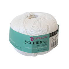 Пряжа Пехорка Успешная 50 г, 220 м (мерсеризованный хлопок) (01-Белый), 10 мотков