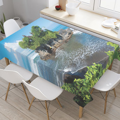 Скатерть прямоугольная JoyArty "Неисследованный остров" из сатена, 120x145 см