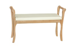 Скамья для прихожей Мебелик с подлокотниками Мягкая экокожа крем, каркас бук