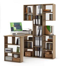 Компьютерный стол со стеллажем МФ Владимир Феликс-35 ФКС-35 корпус/фасад дуб сонома