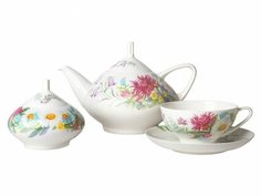 Сервиз чайный ф. Купольная рис. Полевые цветы (14 предметов) Императорский Фарфоровый Завод