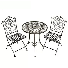 Кофейный комплект мебели Sadlavka SW120091-140426 Узор-Лотос стол+2 стула Бронза