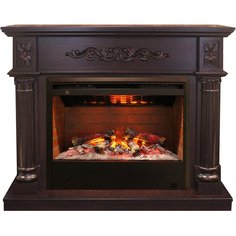 Коричневый электрокамин Real-Flame Silvia 26 AO с очагом 3D Helios 26