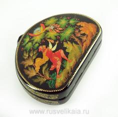 Лаковая миниатюра шкатулка «Сказки» Палех Russia The Great