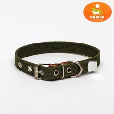Ошейник брезентовый однослойный, 50 х 2 см, ОШ 25-35 см, хаки Пижон