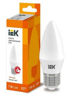 Лампа светодиодная IEK E27 7W 3000K "Свеча" арт. 612815 - (10 шт.)