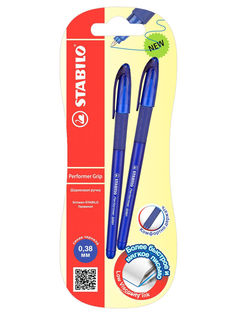 Ручка шариковая Stabilo Performer Grip 898G/41-2В 0.38 мм, синяя 2 штуки