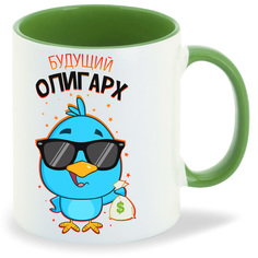 Кружка зеленая CoolPodarok Прикол. Дети. Будущий олигарх