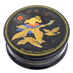 Лаковая миниатюра шкатулка «Гуси-лебеди». Холуй Russia The Great