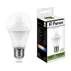 Лампа светодиодная FERON E27 10W 4000K ЛОН ("груша") арт. 619954 - (10 шт.)