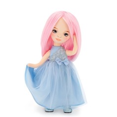 Мягкая кукла Orange Toys Billie в голубом атласном платье, 32 см