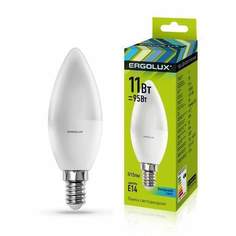 Лампа светодиодная ERGOLUX, E14, 11W, 4500K, "Свеча", арт. 690352 - (10 шт.)