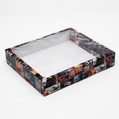 Коробка сборная крышка-дно с окном, "Санта", 37 х 32 х 7 см, 1 шт. Upak Land