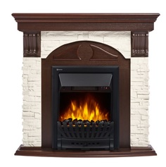 Electrolux Torre Classic с очагом Classic EFP/P-1020LS камень белый, шпон темный дуб