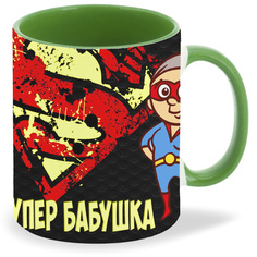 Кружка зеленая CoolPodarok Супер бабушка