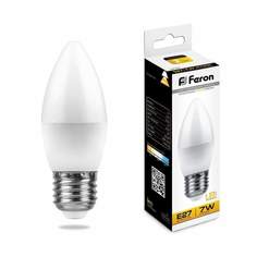 Лампа светодиодная FERON, E27, 7W, 2700K, "Свеча", арт. 620042 - (10 шт.)