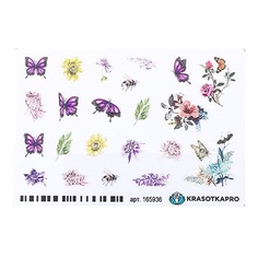 3D-стикер для ногтей KrasotkaPro Бабочки Цветы