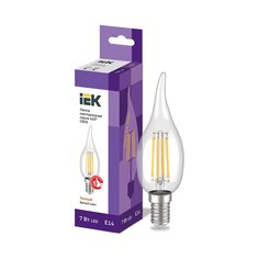 Лампа светодиодная LED IEK Свеча на ветру, серия 360°, E14, CB35, 7 Вт, 3000 K, теплый св.