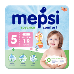 Подгузники-трусики Mepsi детские гипоаллергенные, размер 5/XL(12-22 кг), 19 шт.