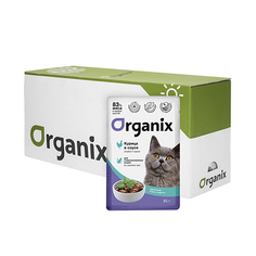 Влажный корм для кошек Organix Идеальная кожа и шерсть курица, 25шт по 85г