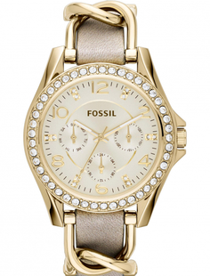 Наручные часы женские Fossil ES3465 бежевые/золотистые